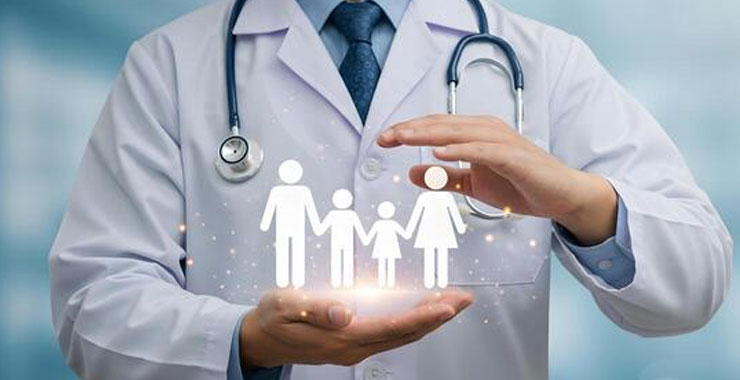 Doctor with family cutout